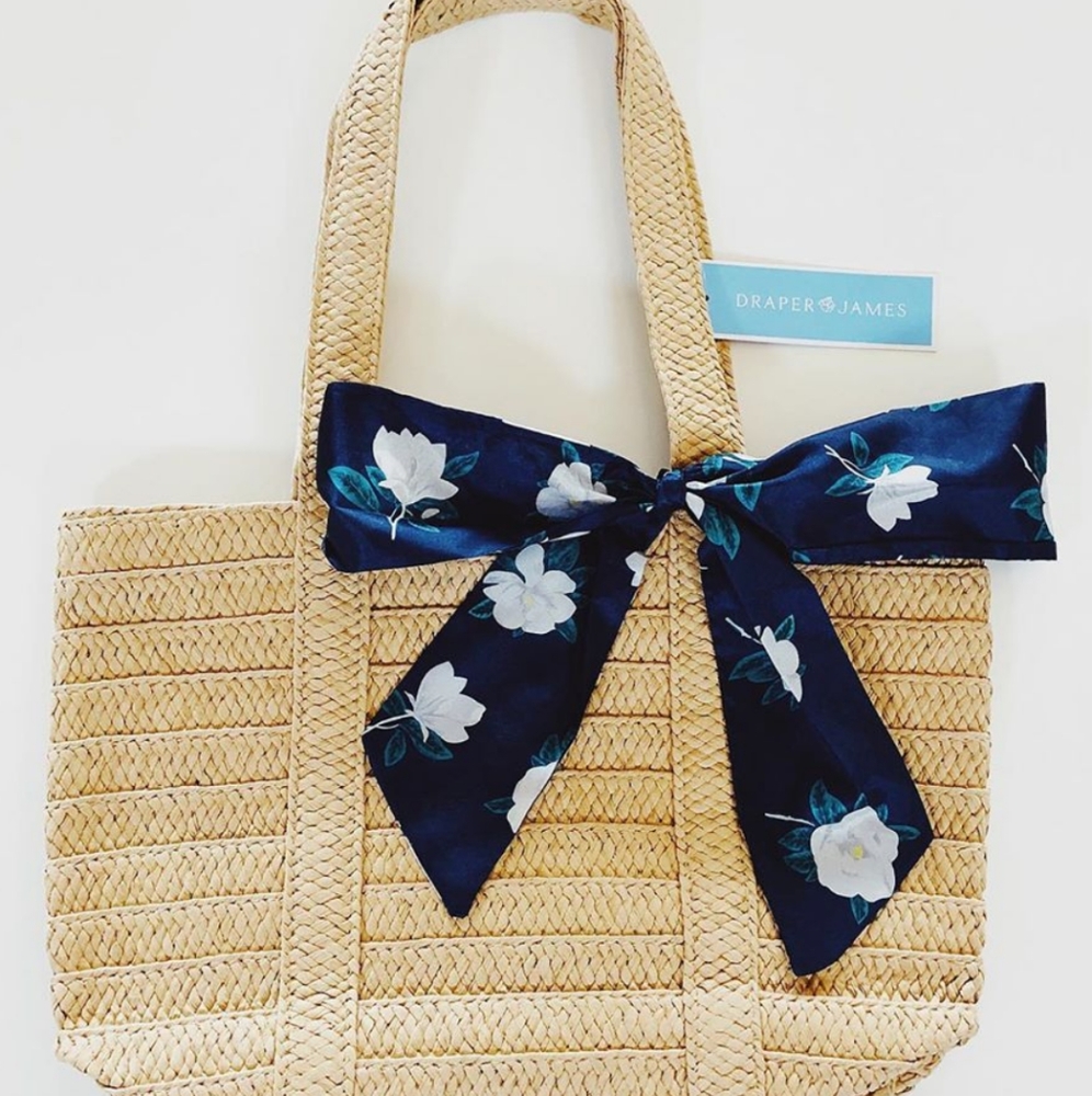 Brand NEW Draper James Straw Tote with Scarf